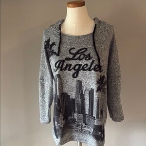 Women’s Gray Los Angeles scene embellished Hoodie size relaxed L